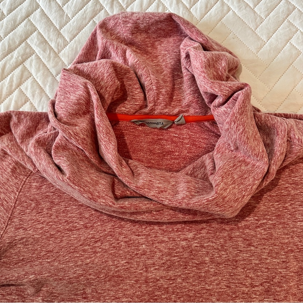 Athleta Cozy Cowl Neck Pullover Top Heathered Pink Thumbholes Size L - Picture 16 of 16